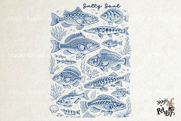 Download Salty Soul Fish Vintage Ocean PNG - Fish Collection