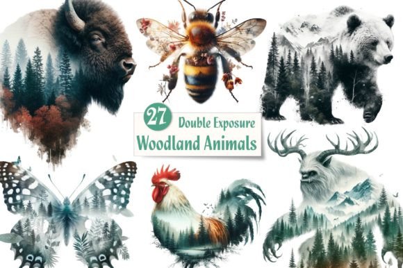 Download Double Exposure Woodland Animals Bundle - Animals bundle Collection