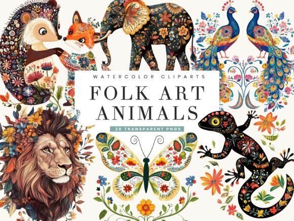 Download Whimsical Folk Art Animals Bundle - Animals bundle Collection