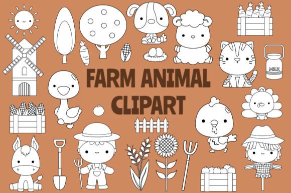 Download Cute Farm Animals Clipart Coloring - Cute farm animals Collection