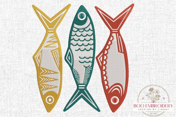Download Folk Fish Embroidery Design, Sea Animal - Fish Collection