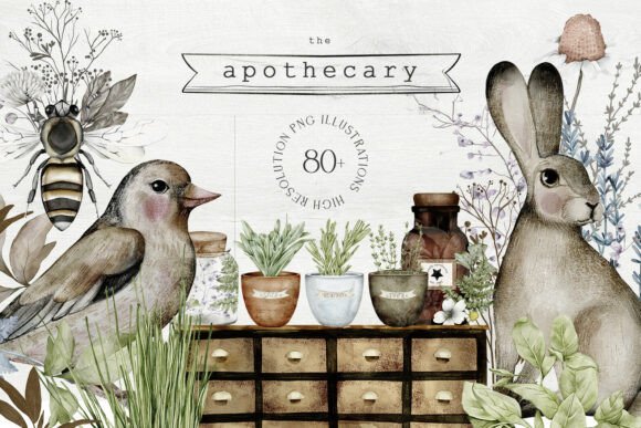 Download Apothecary Hand Drawn Watercolor PNG - Hand drawn Collection