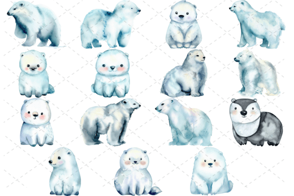 Download 15 Watercolor Arctic Animals Bundle - Animals bundle Collection