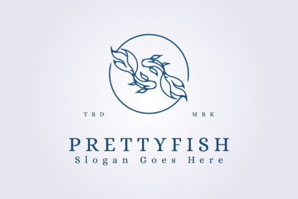 Download Pretty Couple Fish Logo Vector Line Art - Fish Collection