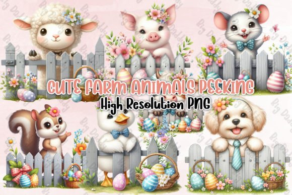 Download Cute Farm Animals Peeking Clipart PNG - Cute farm animals Collection