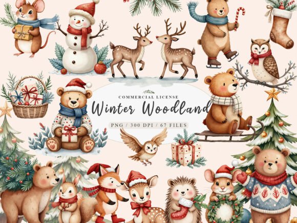 Download Sweet Christmas Woodland Animals Bundle - Animals bundle Collection