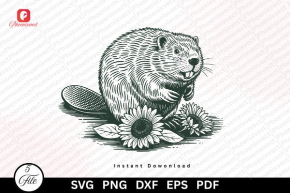 Download Woodland Hand Drawn Sunflower Beaver SVG - Hand drawn Collection