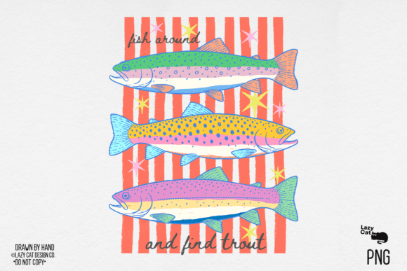 Download Summer Trout Fish Preppy Hand Drawn PNG - Hand drawn Collection