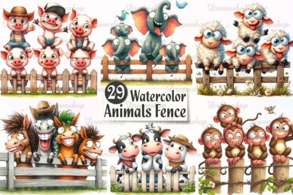 Download Cute Farm Animals Fence Clipart - Cute farm animals Collection