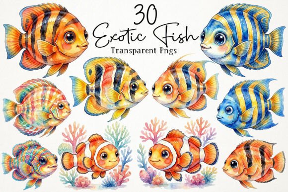 Download Watercolor Exotic Fish PNG Clipart - Fish Collection