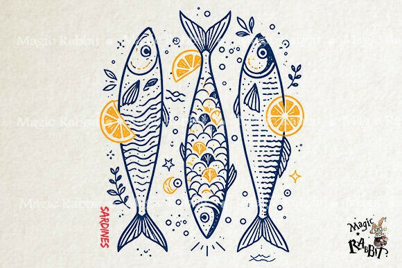 Download Sardines Vintage Fish Lemon PNG - Fish Collection