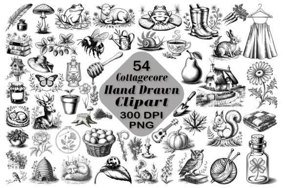 Download Cottagecore Hand Drawn Clipart Bundle - Hand drawn Collection