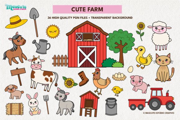 Download Cute Farm Animals Clipart Set - Cute farm animals Collection