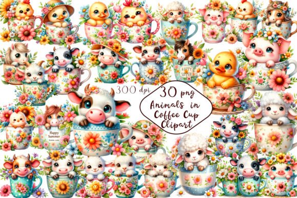 Download Cute Farm Animals in Mug Country Clipart - Cute farm animals Collection